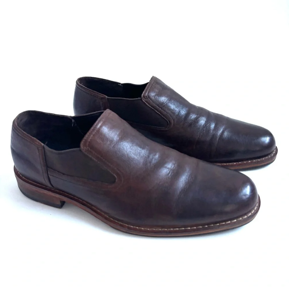 Cole Haan Goring Padded Heel Loafer Dress Shoes Slip On Brown Leather Size 10.5M